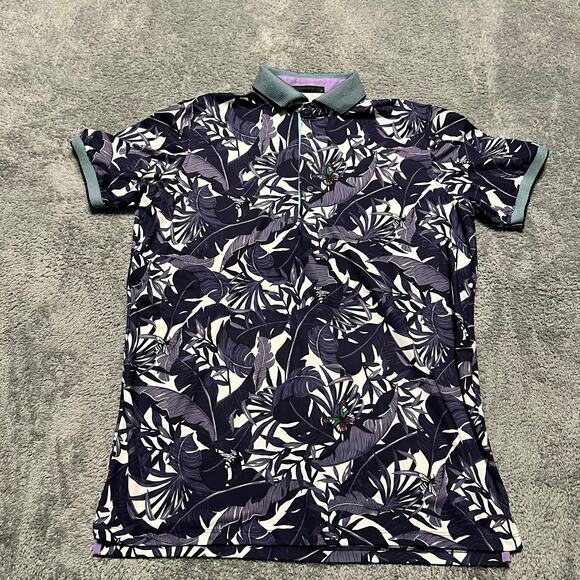 Greyson Other - Greyson Golf Polo Shirt Mens Large Purple Lost World Abyss Tropical Butterfly